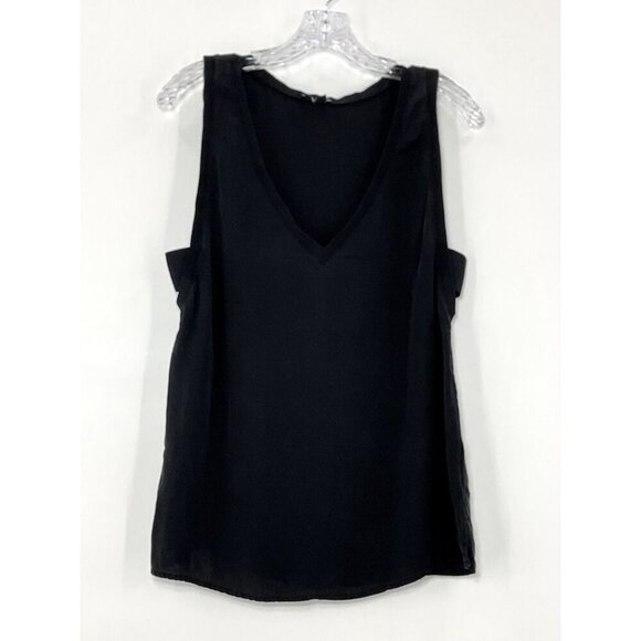 Theory Top Women's Large L Black Silk V-Neck Side Cut Out Sleeveless Blouse - Picture 5 of 16